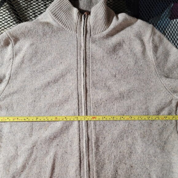 Black Brown 1826 Melange Oatmeal Lambswool Fine Knit Zip Sweater Cardigan L Used - Picture 10 of 13